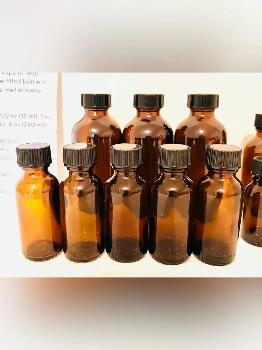 Lot Amber Glass Skincare Bottles w/ Leakproof Caps- 4 sizes (16 Total)